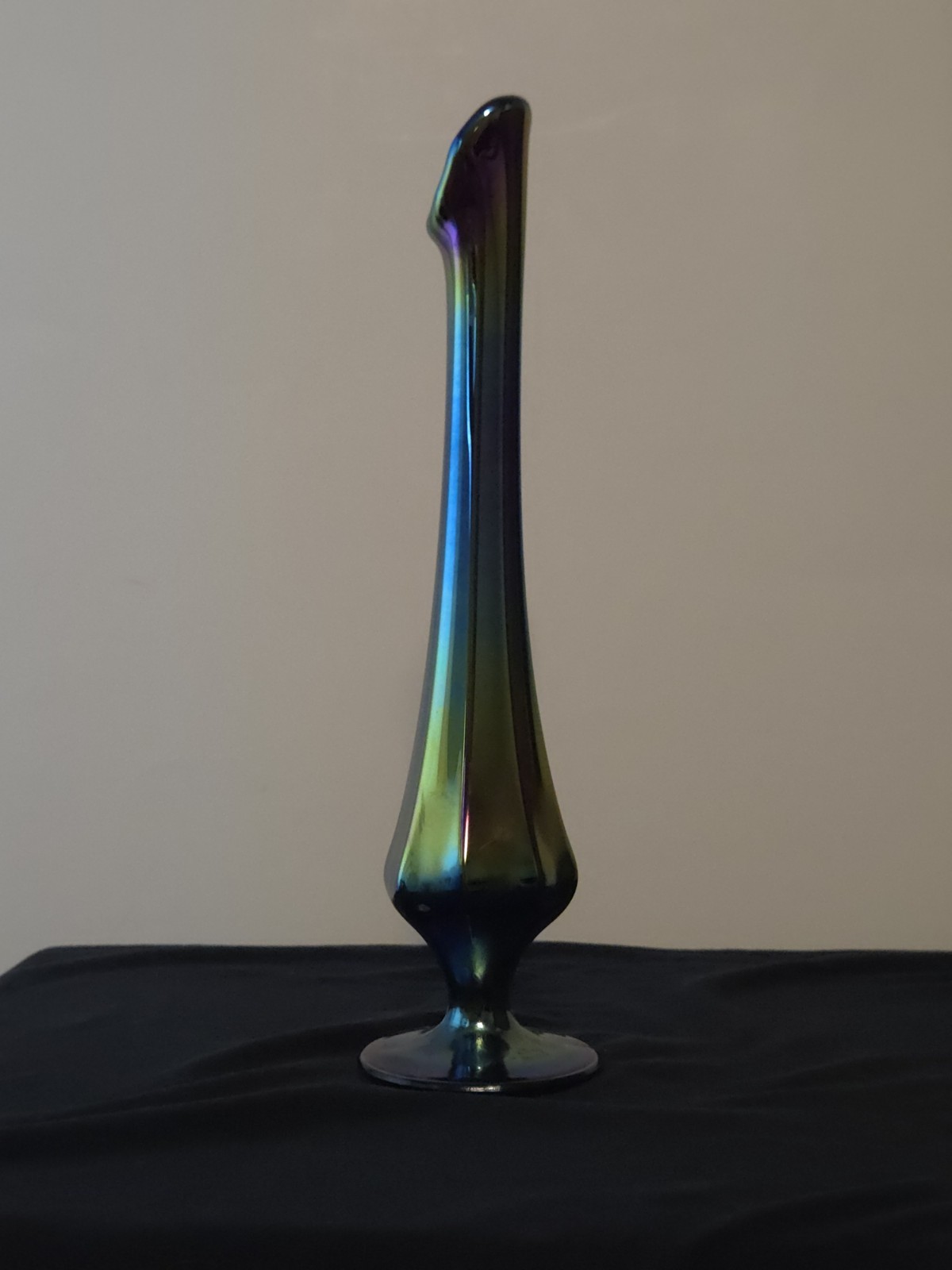 Vintage Fenton Iridescent Oil Slick Purple Bud Vase 8.75” Tall Embossed Logo Vintage Fenton Iridescent Oil Slick Purple Bud Vase 8.75” Tall Embossed Logo