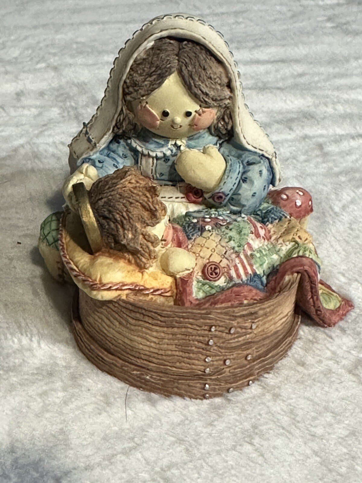 Enesco Nativity Figure Mary Jesus 1994 Cute As A Button Rustic