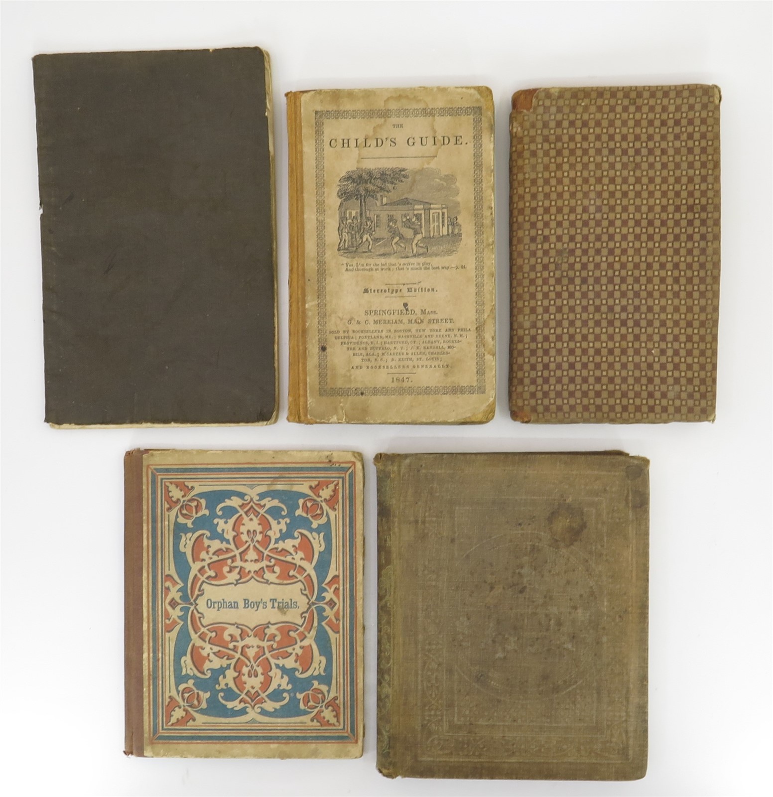 5 Children\'s Books 1830s - 1850s Orphan Boy\'s / Guide / Arithmetic / Geography