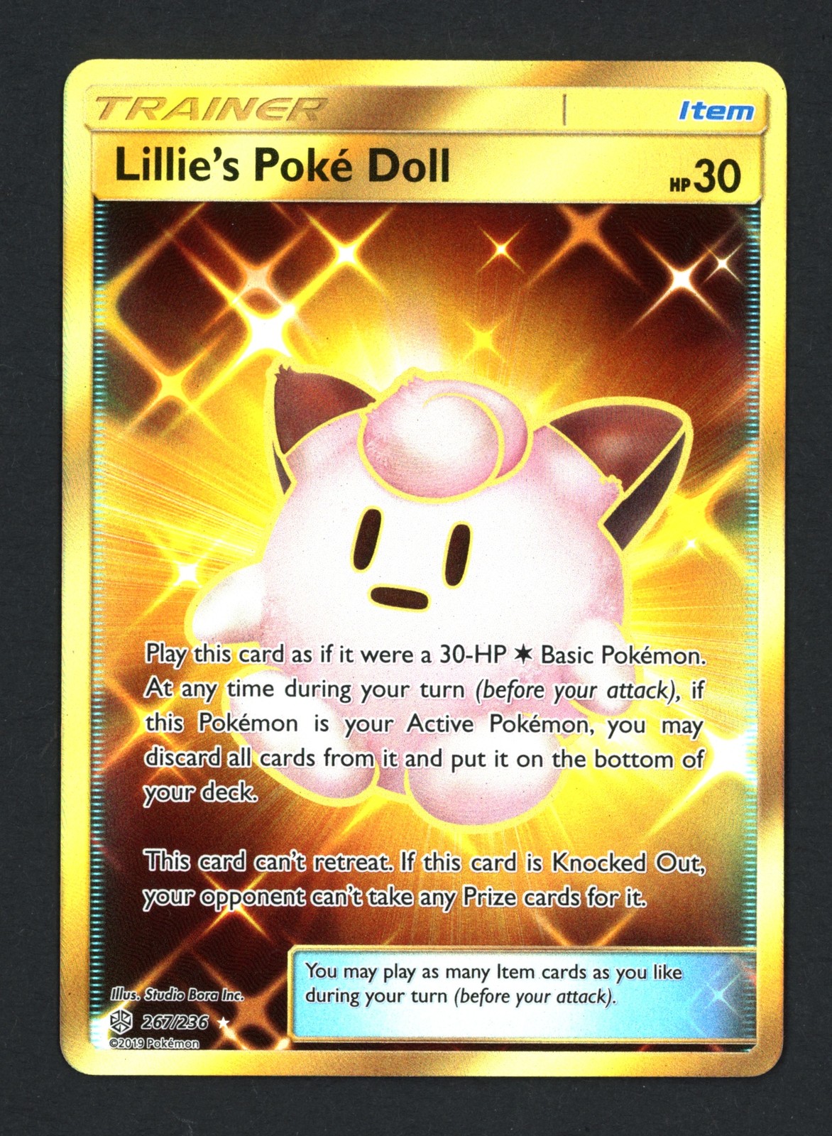 Lillie\'s Poke Doll 267/236 Holofoil SM - Cosmic Eclipse Secret Rare Pokemon TCG Lillie\'s Poke Doll 267/236 Holofoil SM - Cosmic Eclipse Secret Rare Pokemon TCG