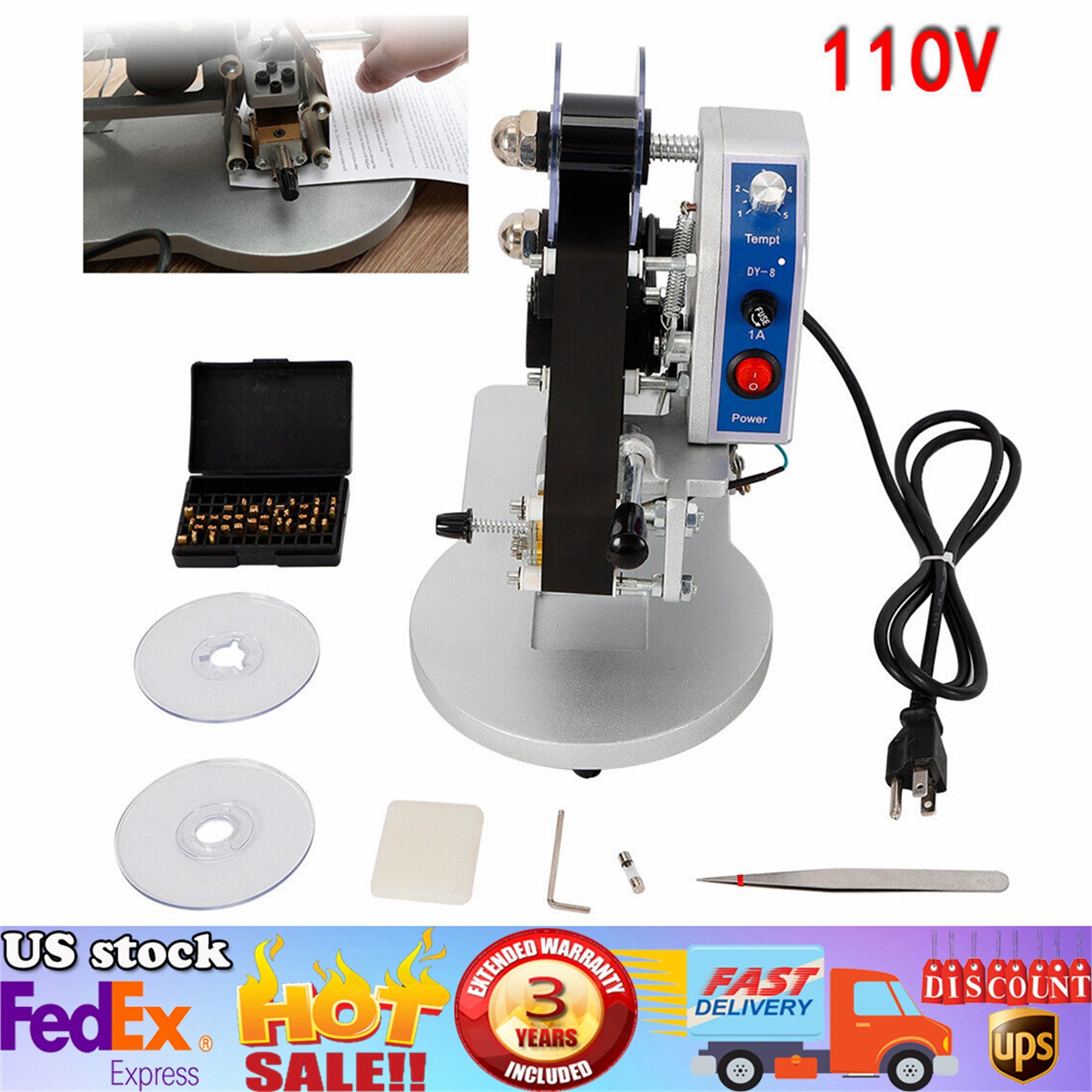 DY-8 Hot Stamp Printer,Manual Ribbon Coding Hot Foil Stamping Date Code Machine
