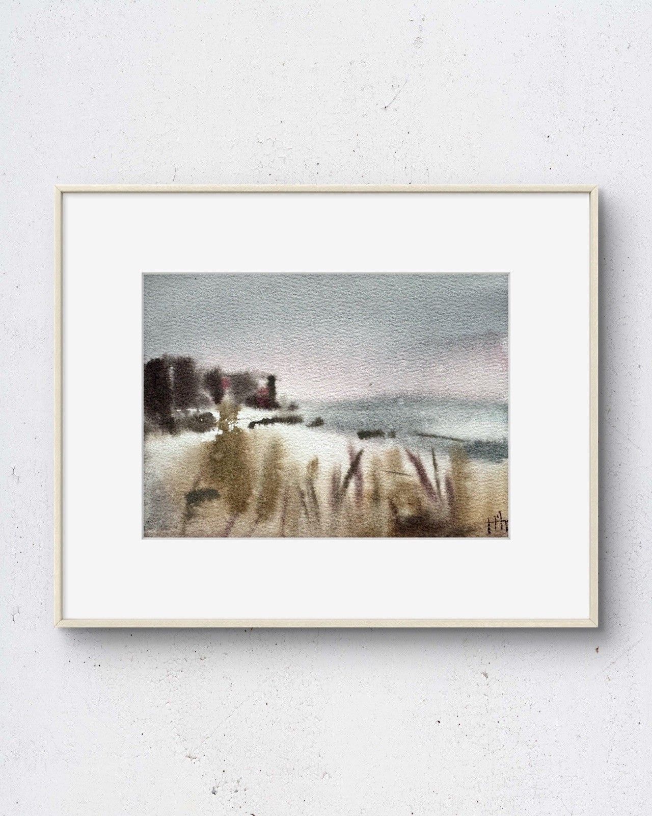 Lake Study No.4 7x5 Watercolor Painting Chicago Landscape Fine Art Wall Decor