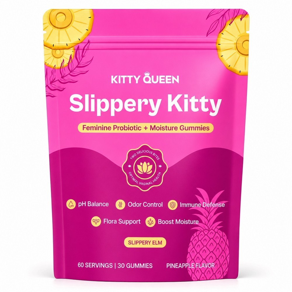 Kitty Queen Slippery Kitty – Feminine Probiotic & Moisture Gummies, Pineapple