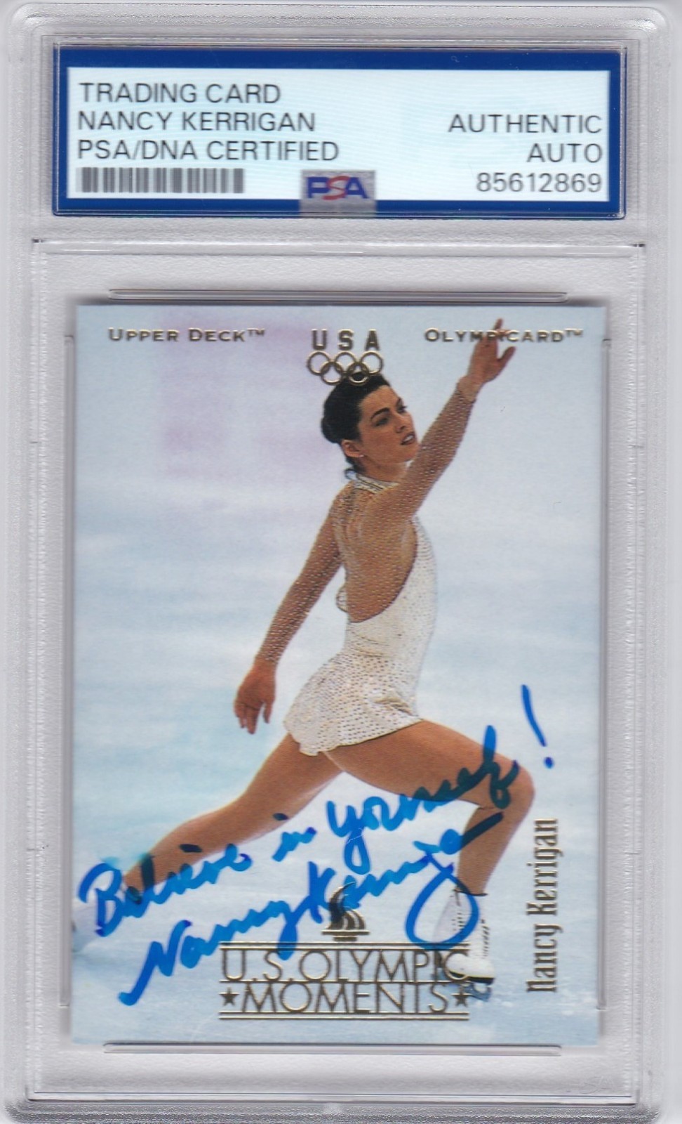 OLYMPIC SKATER NANCY KERRIGAN PSA DNA AUTOGRAPH SIGNED 1996 UD OLYMPICARD OLYMPIC SKATER NANCY KERRIGAN PSA DNA AUTOGRAPH SIGNED 1996 UD OLYMPICARD