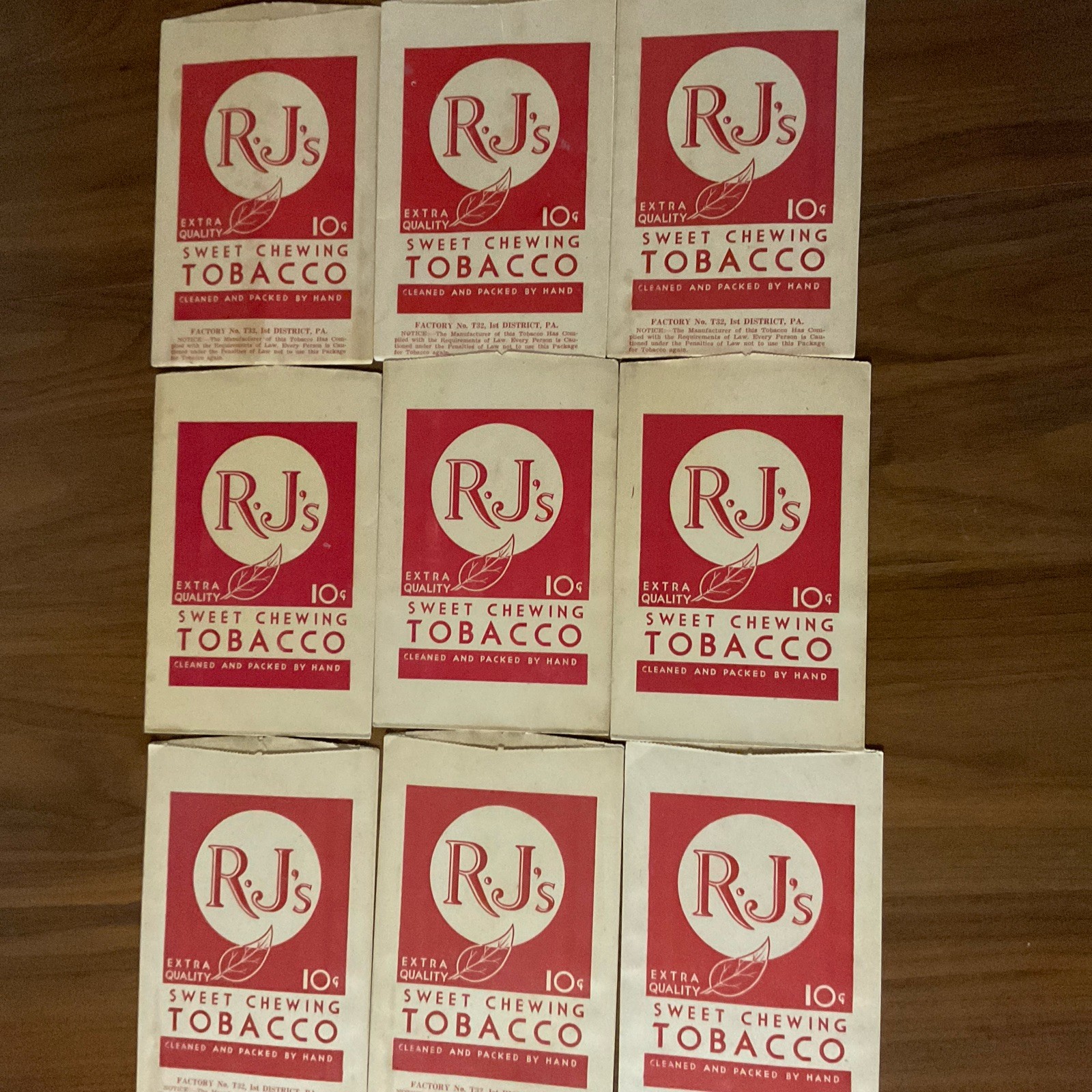 CHEWING TOBACCO Factory Packaging R.J\'S SWEET NOS  9pc Bags