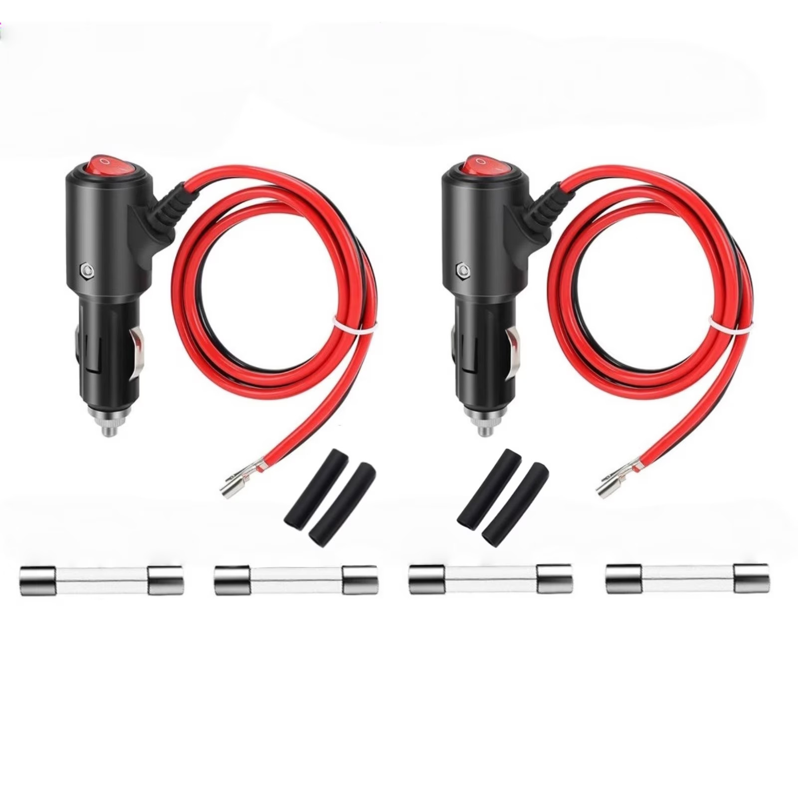 12-24V Fused LED Car Cigarette Lighter Plug Socket Cable Adapter w/ Switch LOT