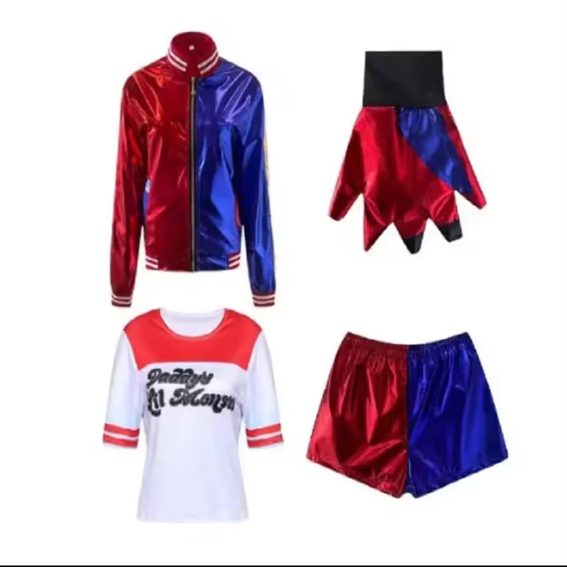 Harley Quinn Halloween Adult Cosplay Costume Squad Harley Monster T-shirt Jacket Harley Quinn Halloween Adult Cosplay Costume Squad Harley Monster T-shirt Jacket