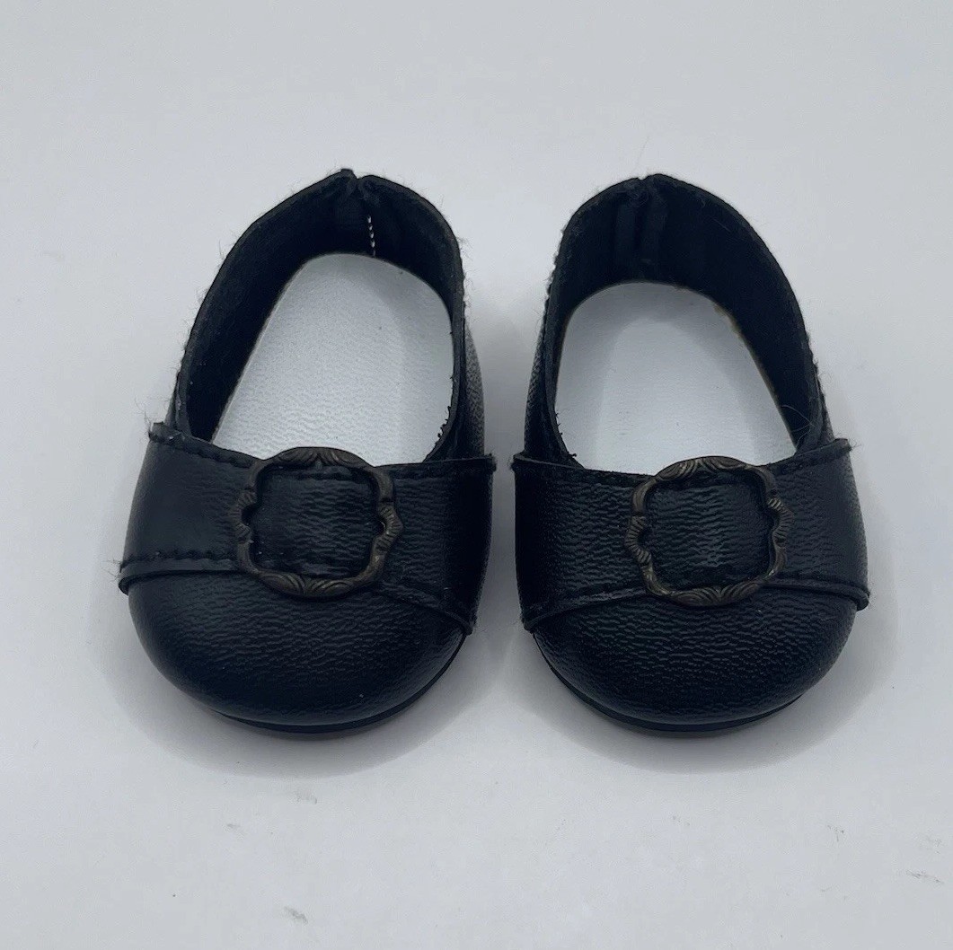 American Girl Felicity Doll Black Colonial Style Meet Shoes w/ Buckles