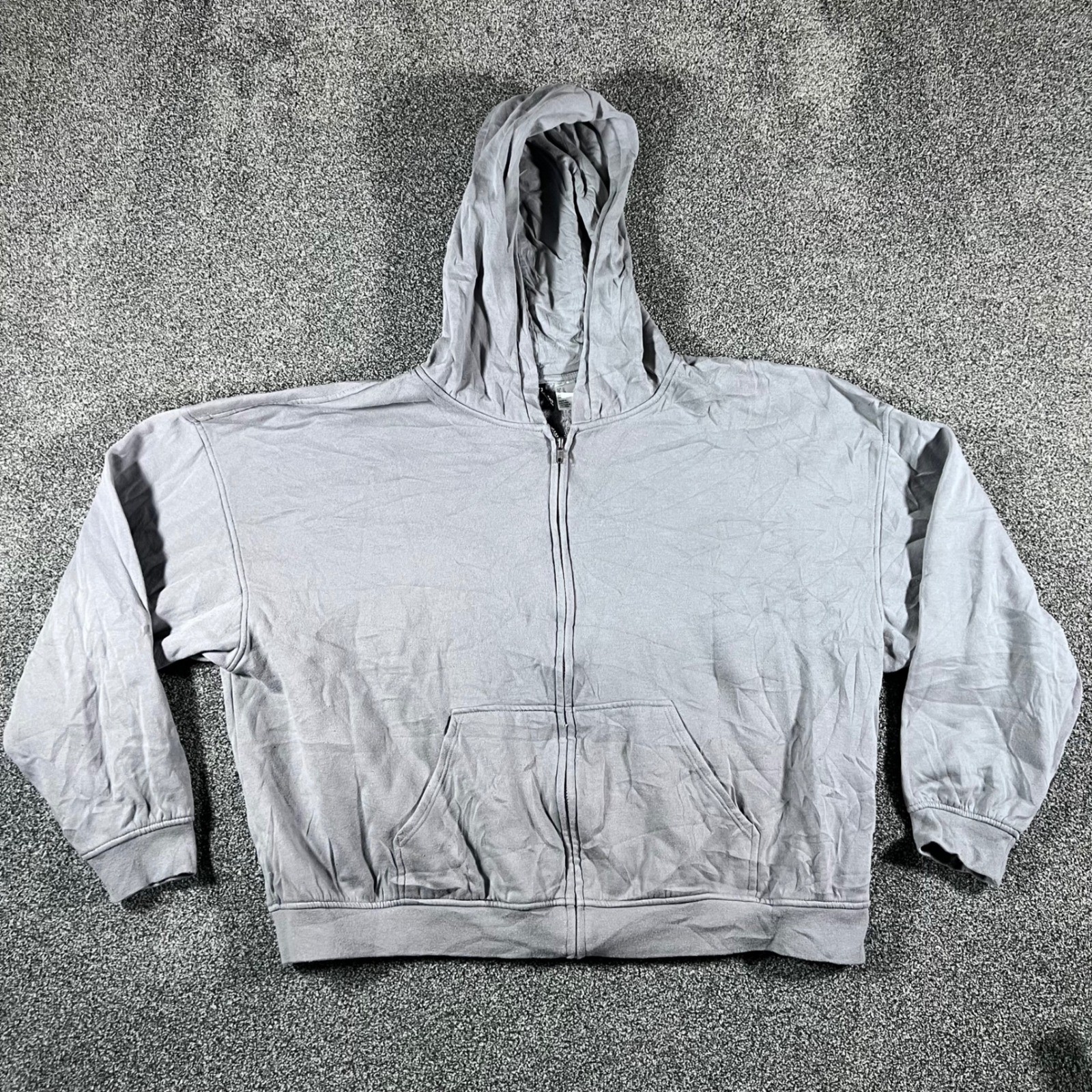 H&M Divided Mens XL Gray Full Zip Hoodie Sweatshirt Relaxed Fit Fleece Lined