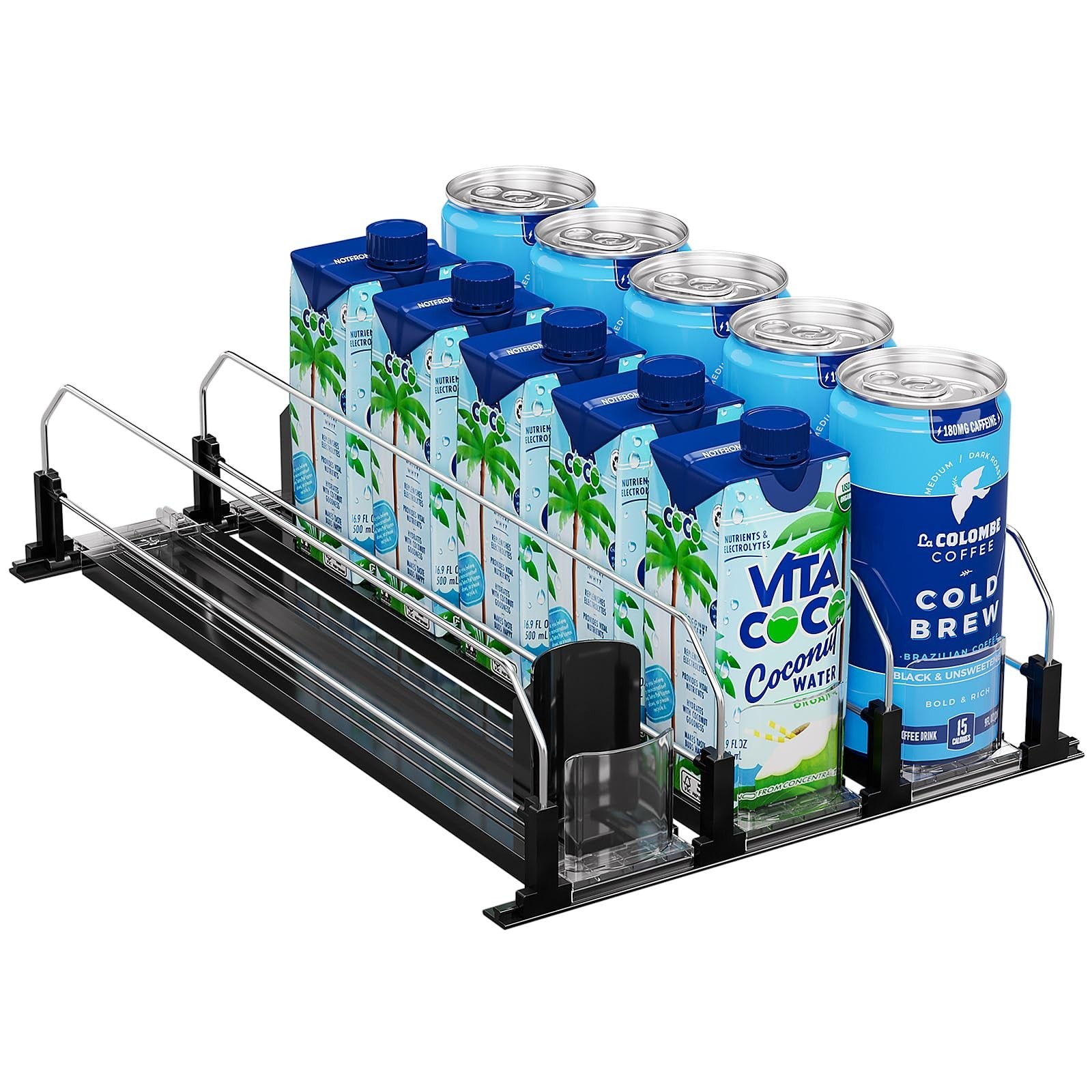 Puricon Drink Organizer for Fridge, Soda Can Organizer -3 Rows, Black | Self-... Puricon Drink Organizer for Fridge, Soda Can Organizer -3 Rows, Black | Self-...