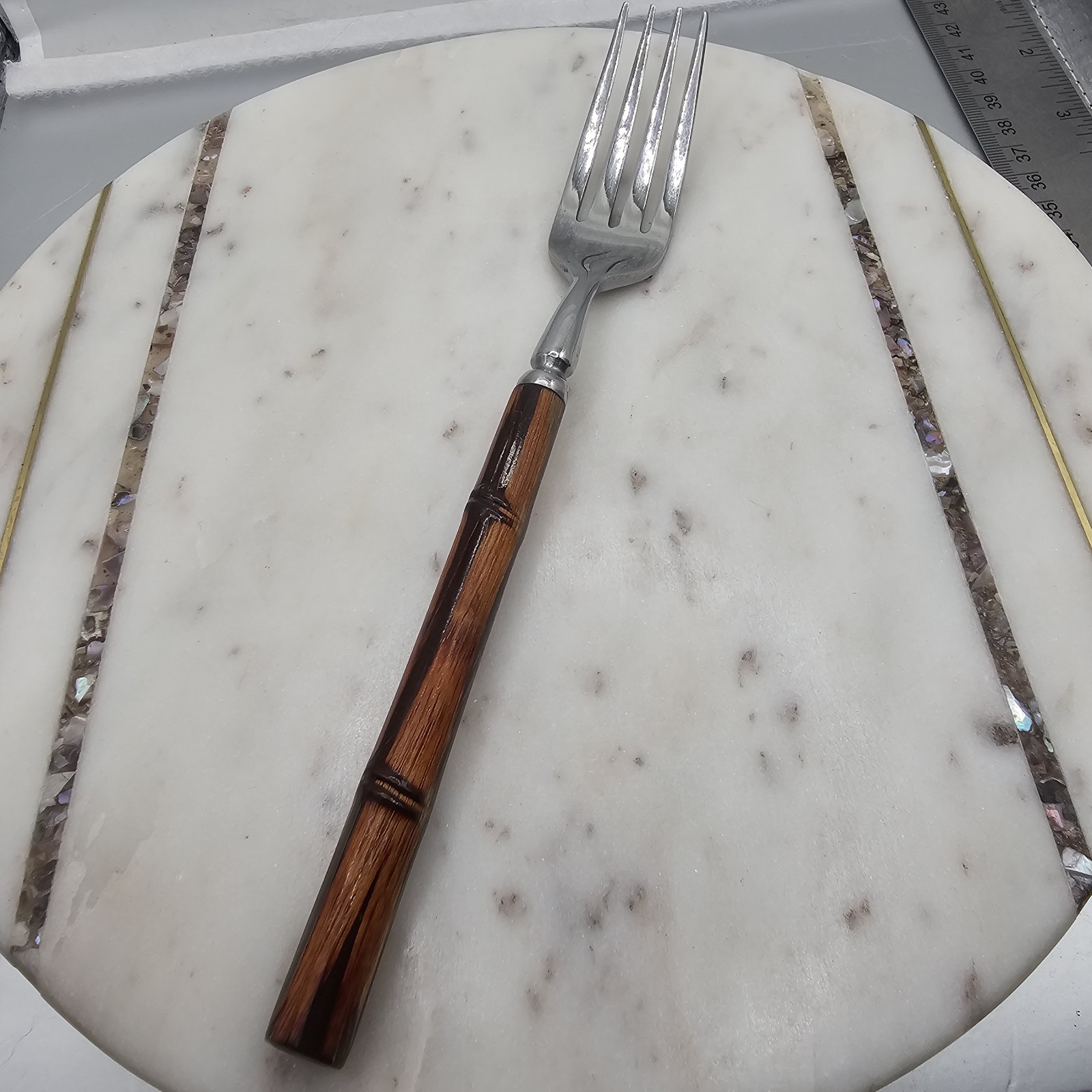 Vtg Rare Rebacraft Reed Barton Japan Faux Bamboo Handle Dinner Fork Stainles