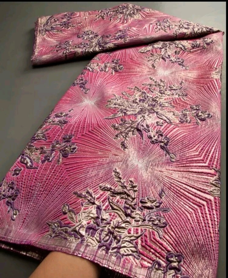 Pink METALLIC Floral Brocade Fabric, Pink Jacquard, Damask Fabric(57 in.) 