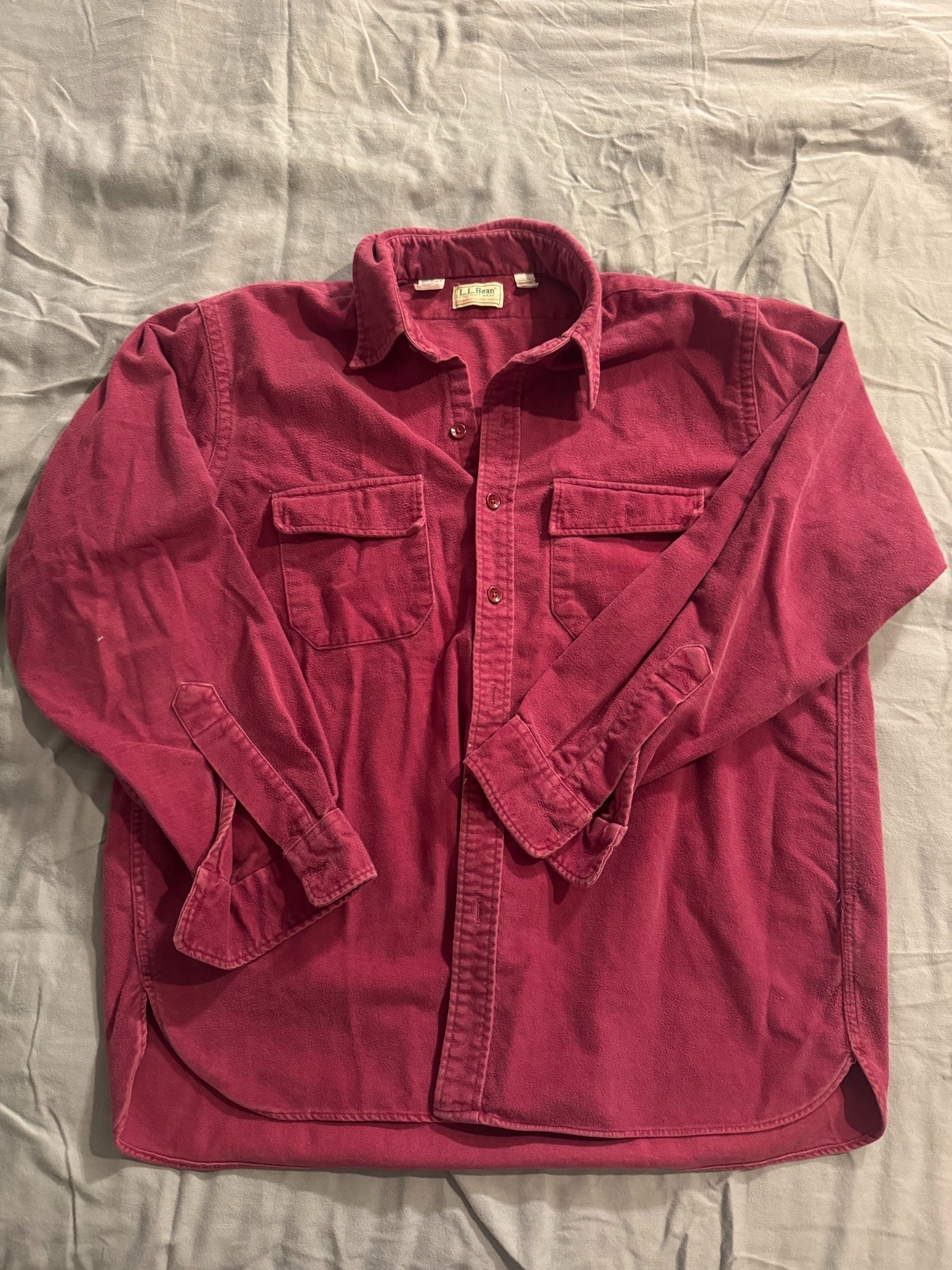 Vintage L.L.Bean Chamois Cloth Shirt Mens XL Burgundy Flannel Work Made in USA
