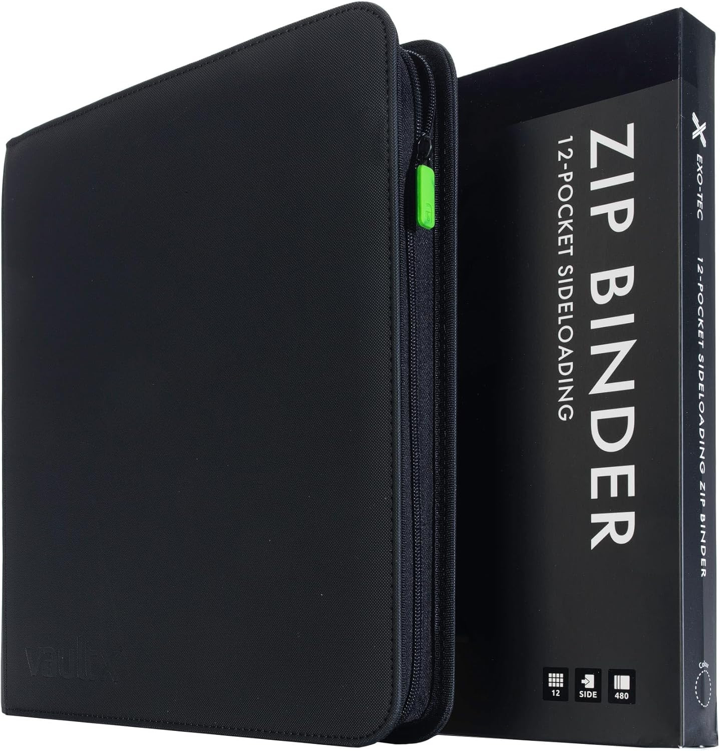 12 Pocket Zip Trading Card Binder 480 Cards Exo-Tec (Black) | Holds 480 Standard