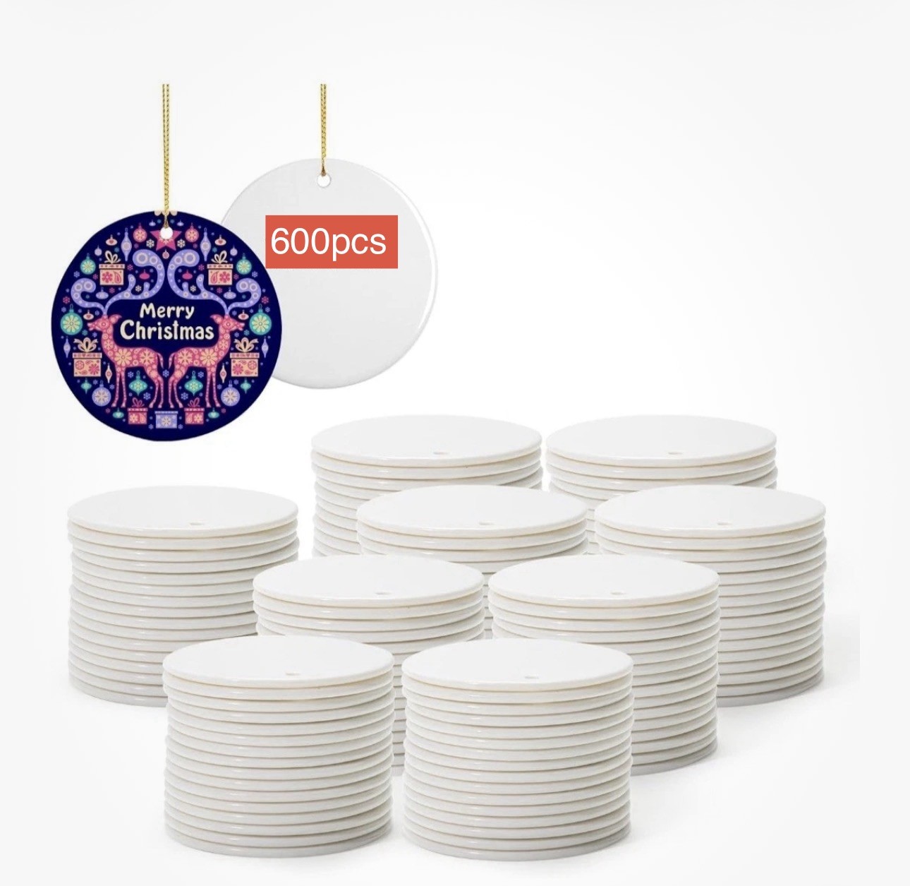 600PCS Sublimation Ceramic Ornaments Bulk 2.75 Inch Round-600 600PCS Sublimation Ceramic Ornaments Bulk 2.75 Inch Round-600