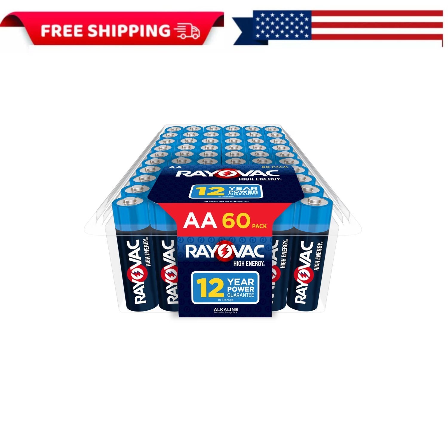 Rayovac High Energy AA Alkaline Batteries 60 Pack 1.5V Long Lasting Power Rayovac High Energy AA Alkaline Batteries 60 Pack 1.5V Long Lasting Power