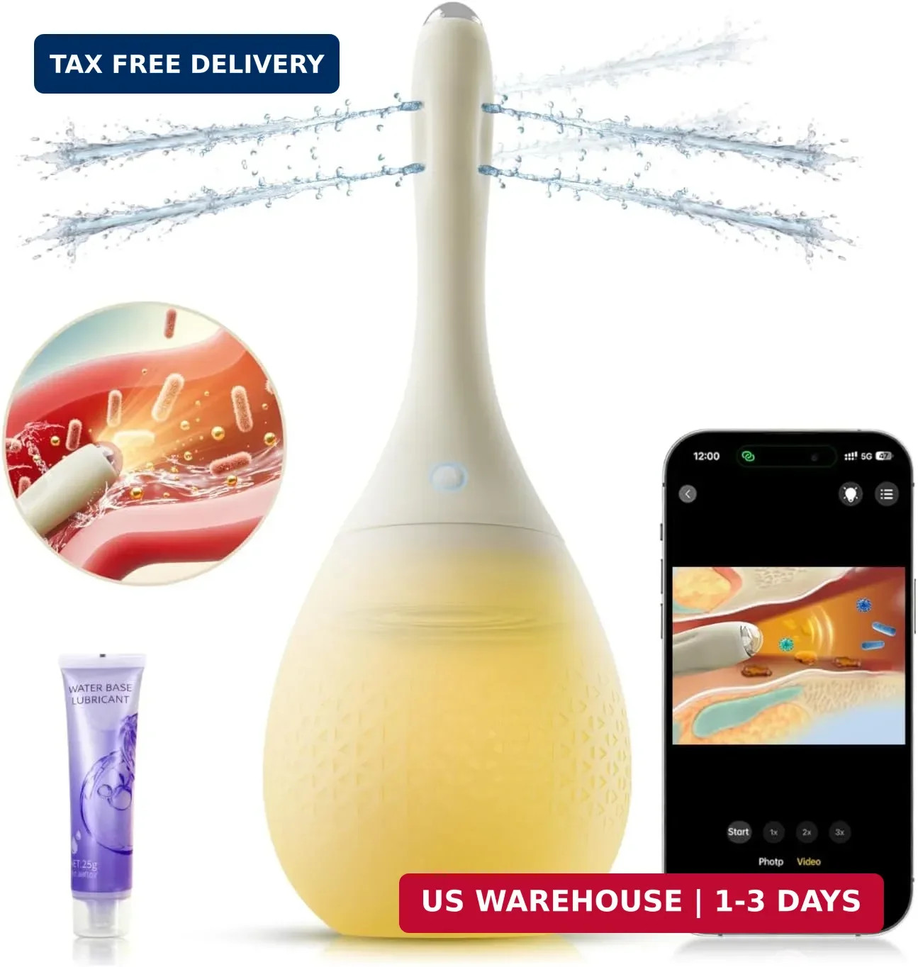 Enema Douches for Men Women with 1080P Camera, APP Control Automatic Enema Bulb