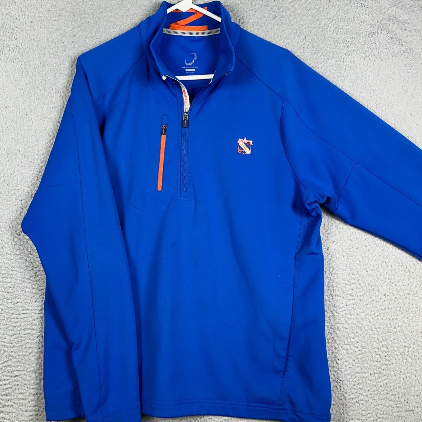 Zero Restriction Jacket Mens Large Blue Tour Series Quarter Zip Pullover Stretch