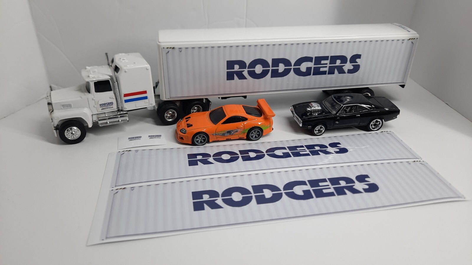 1/64th scale-Fast & the Furious -Rodgers Semi Trailer- set of 4 stickers ONLY