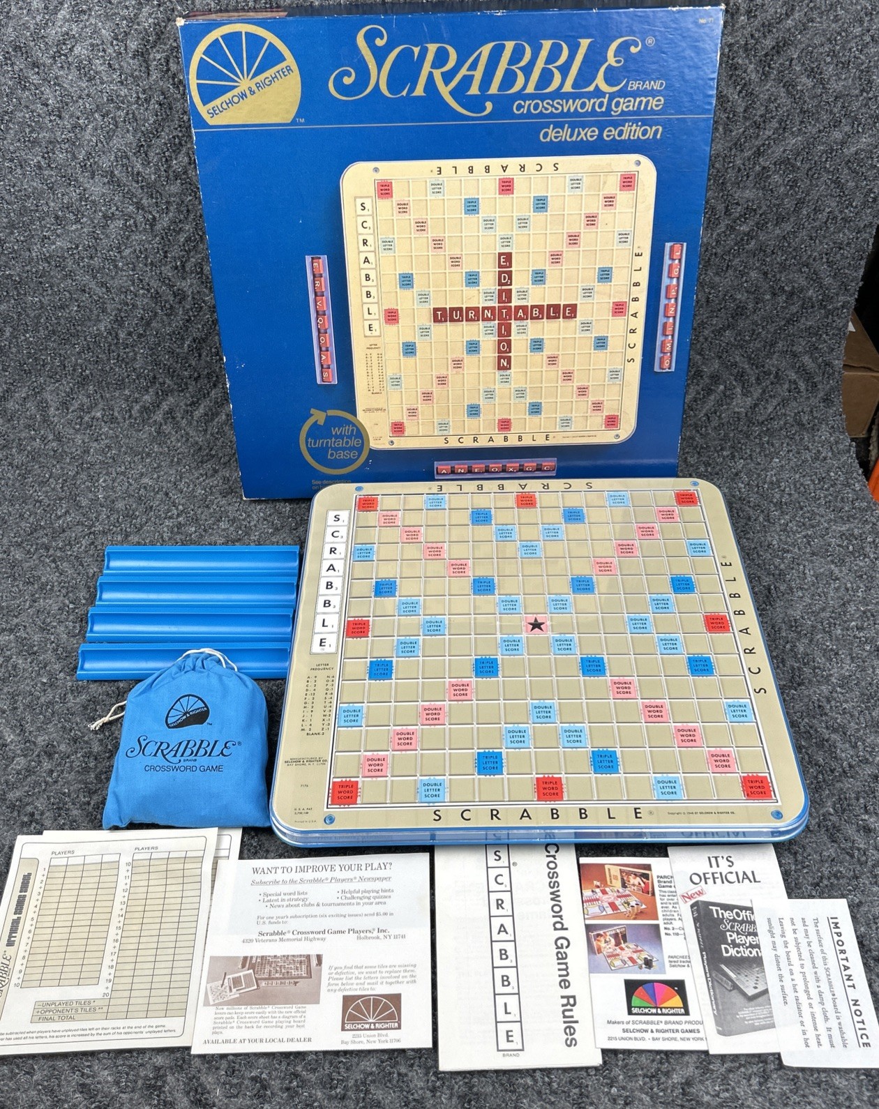 1982 Scrabble Deluxe Edition Turntable Board Game Selchow & Righter Complete 1982 Scrabble Deluxe Edition Turntable Board Game Selchow & Righter Complete