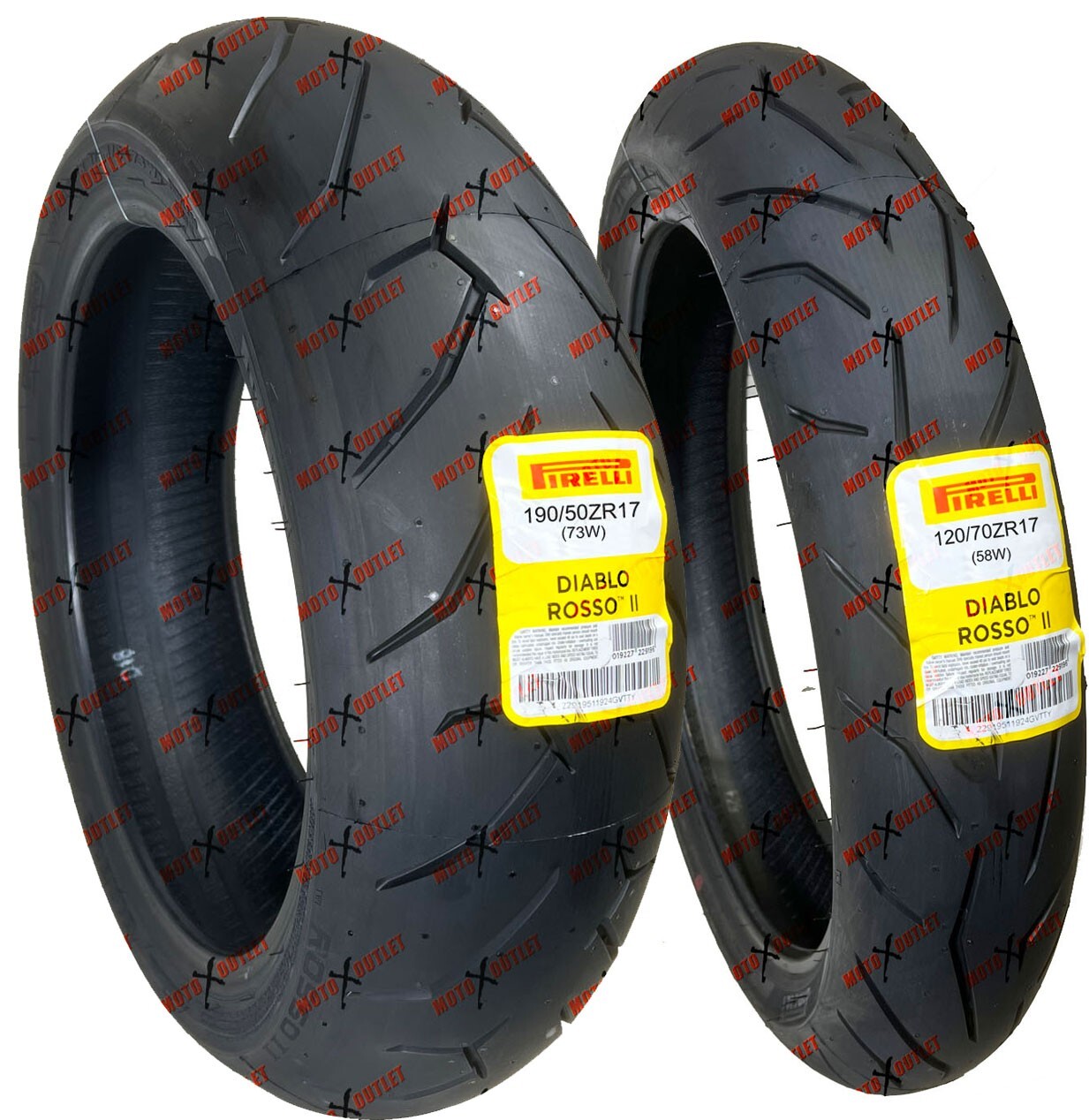 Pirelli Diablo Rosso II 120/70ZR17 190/50ZR17 Tire Set Front Rear Motorcycle 2