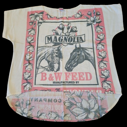 Flour Sack HORSE Feed Sack Top T Shirt Vintage Look Cotton One Size TEE New Flour Sack HORSE Feed Sack Top T Shirt Vintage Look Cotton One Size TEE New