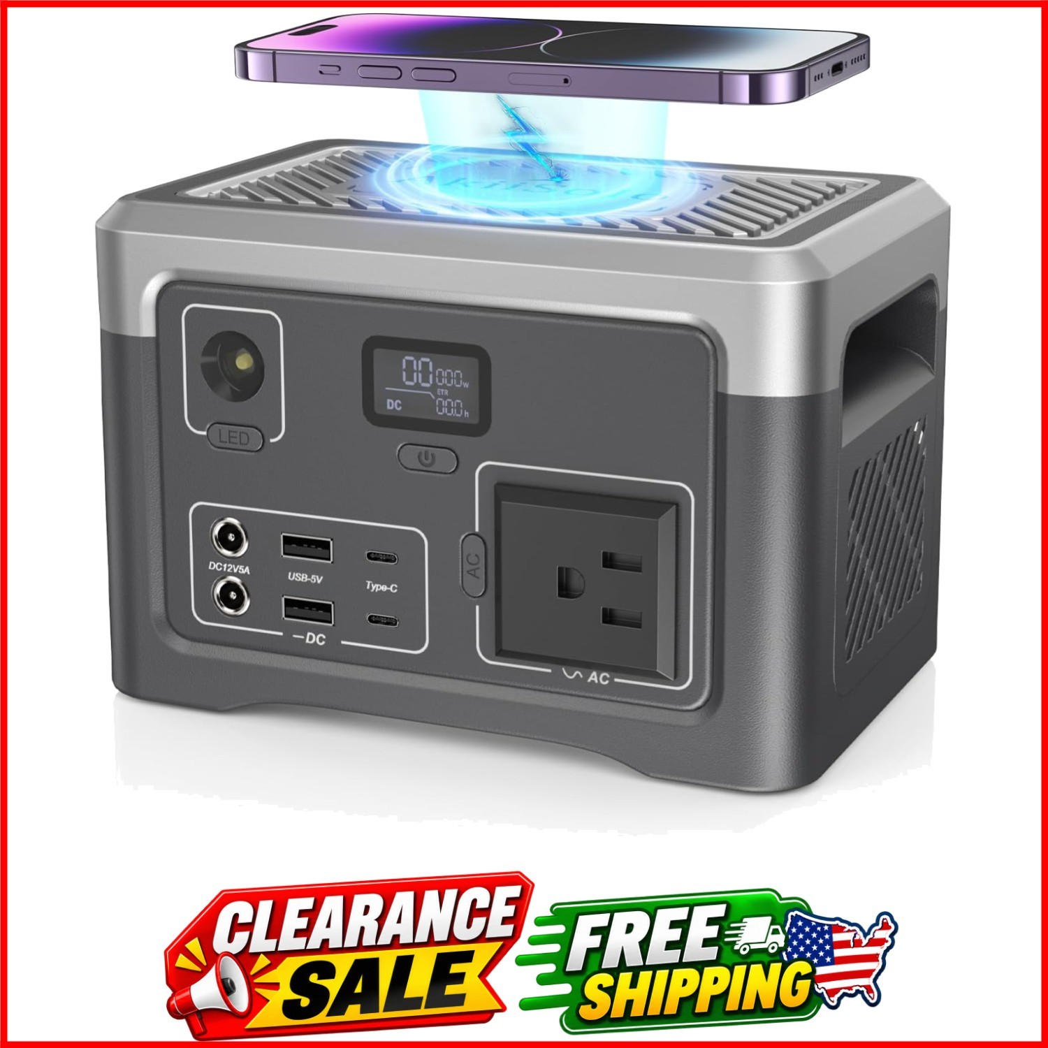 Portable Power Station 192Wh Outdoor Generator with AC Outlet 100W200W Surge ...