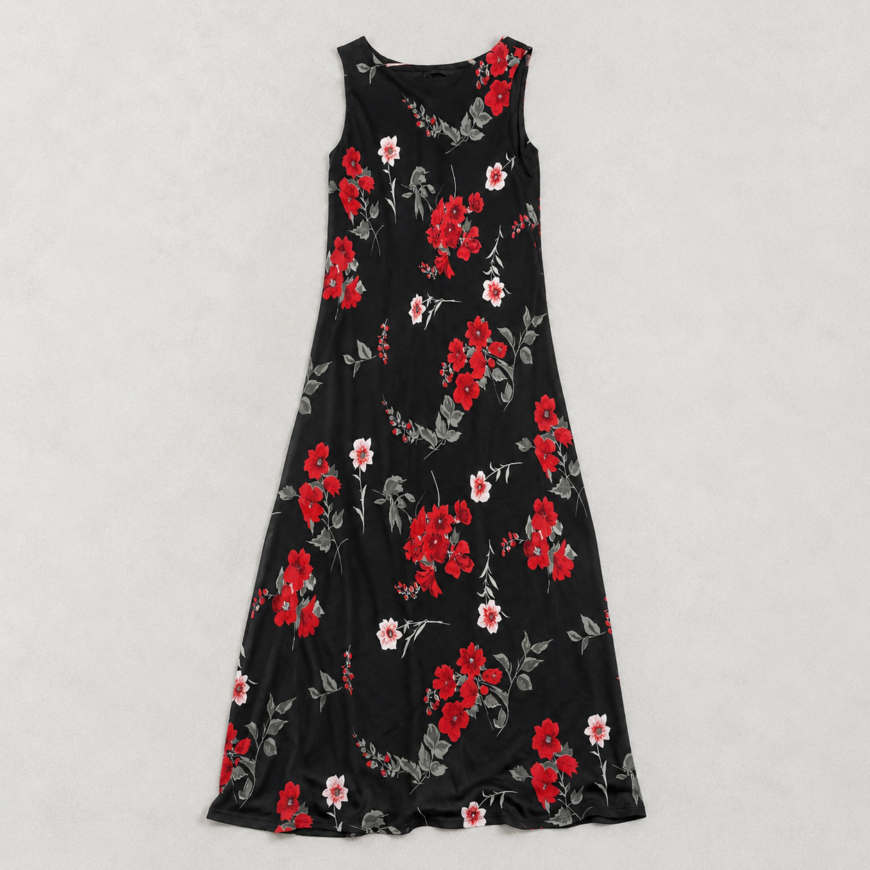 Vintage 90\'s Jonathan Martin Floral Maxi Dress Womens 14 Black Red Whimsigoth