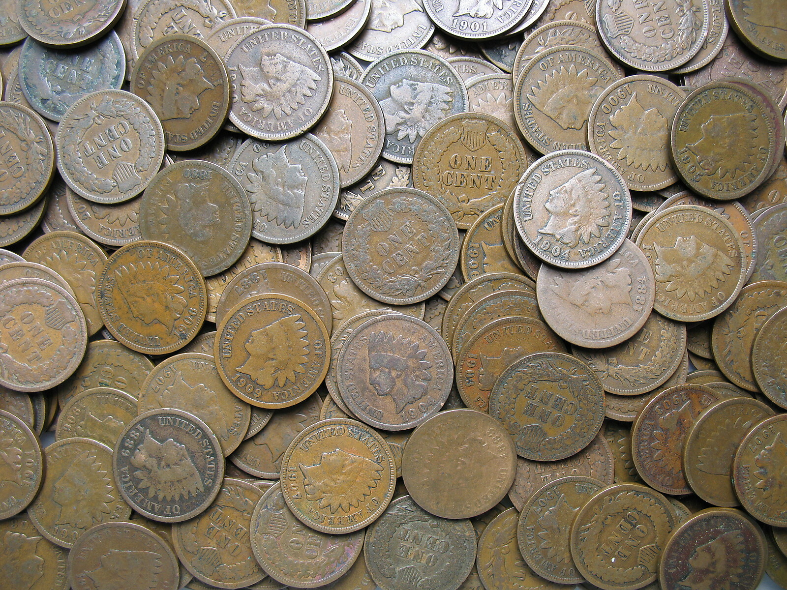 OLD COPPER LOT INDIAN HEAD CENT PENNIES 1858-1909 COLLECTIBLE ESTATE LOT 5 COIN