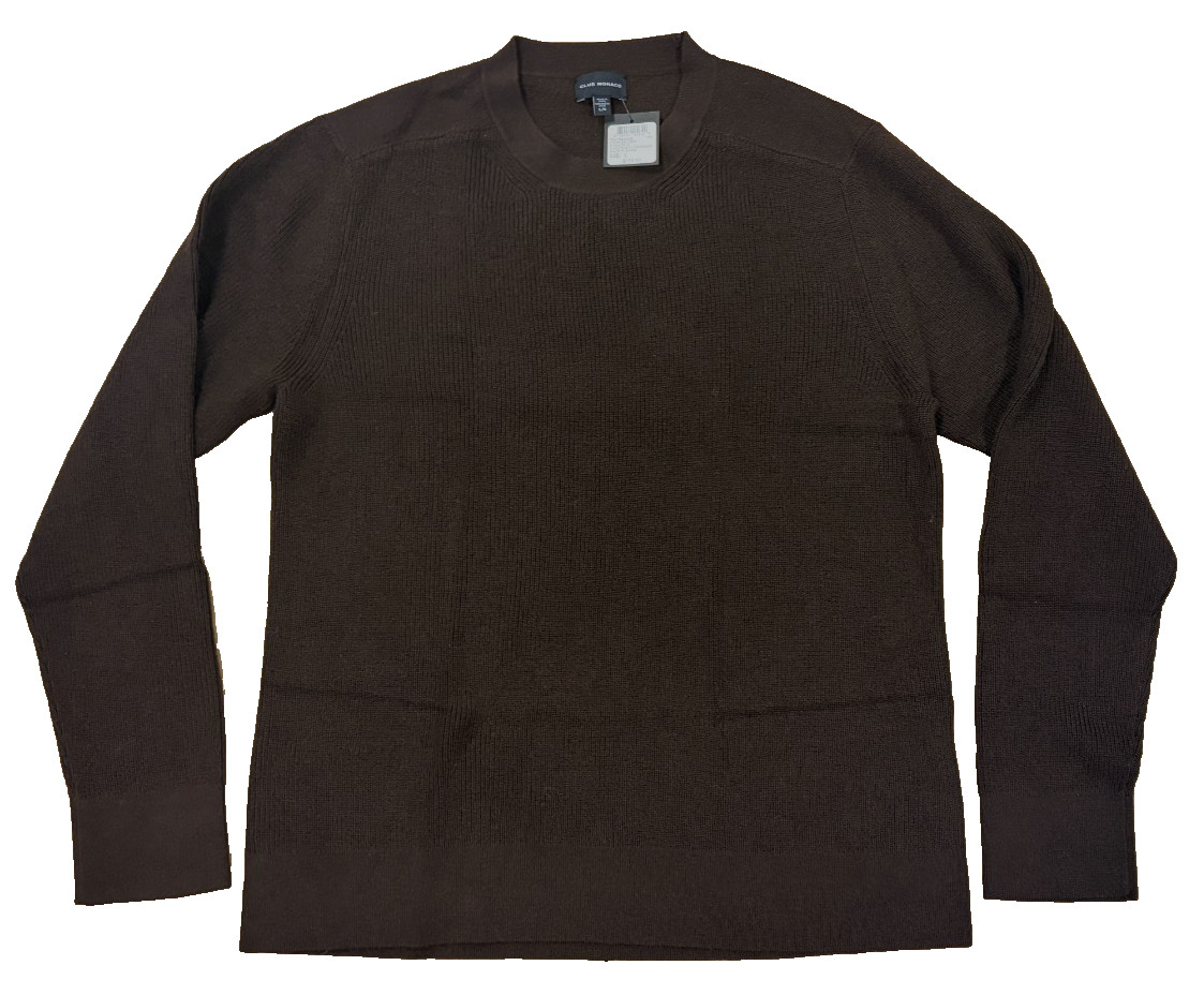 Club Monaco Men\'s Utility Rib Crew Sweater Chocolate Brown Knit