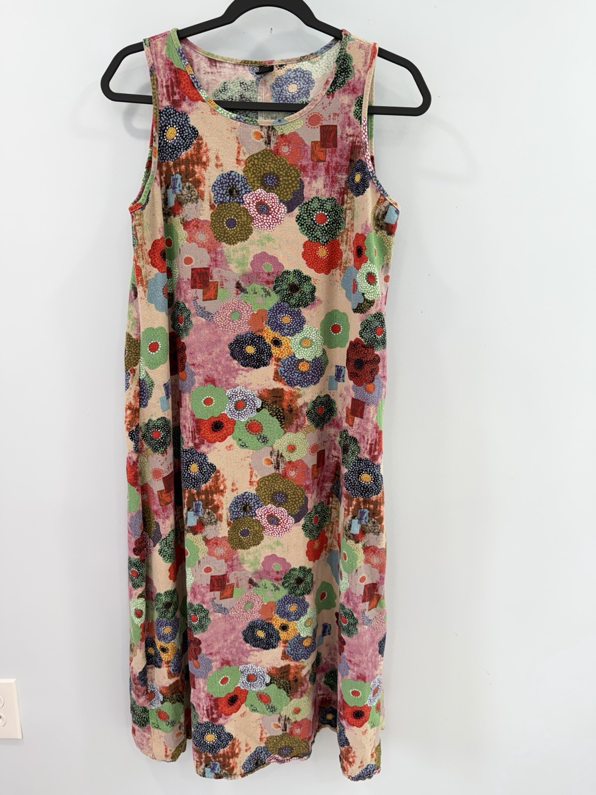 Emery Rose Women\'s Floral Tunic Maxi Dress M Abstract Boho Maximalist