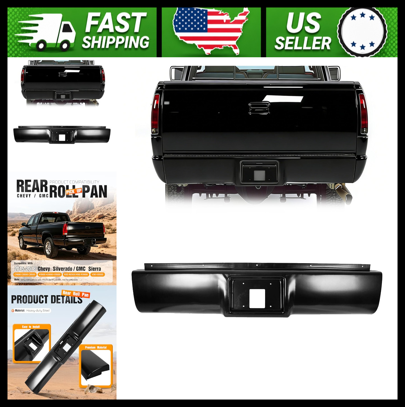 Rear Roll Pan for 1988-1998 Chevy Silverado GMC Sierra C/K Pickup
