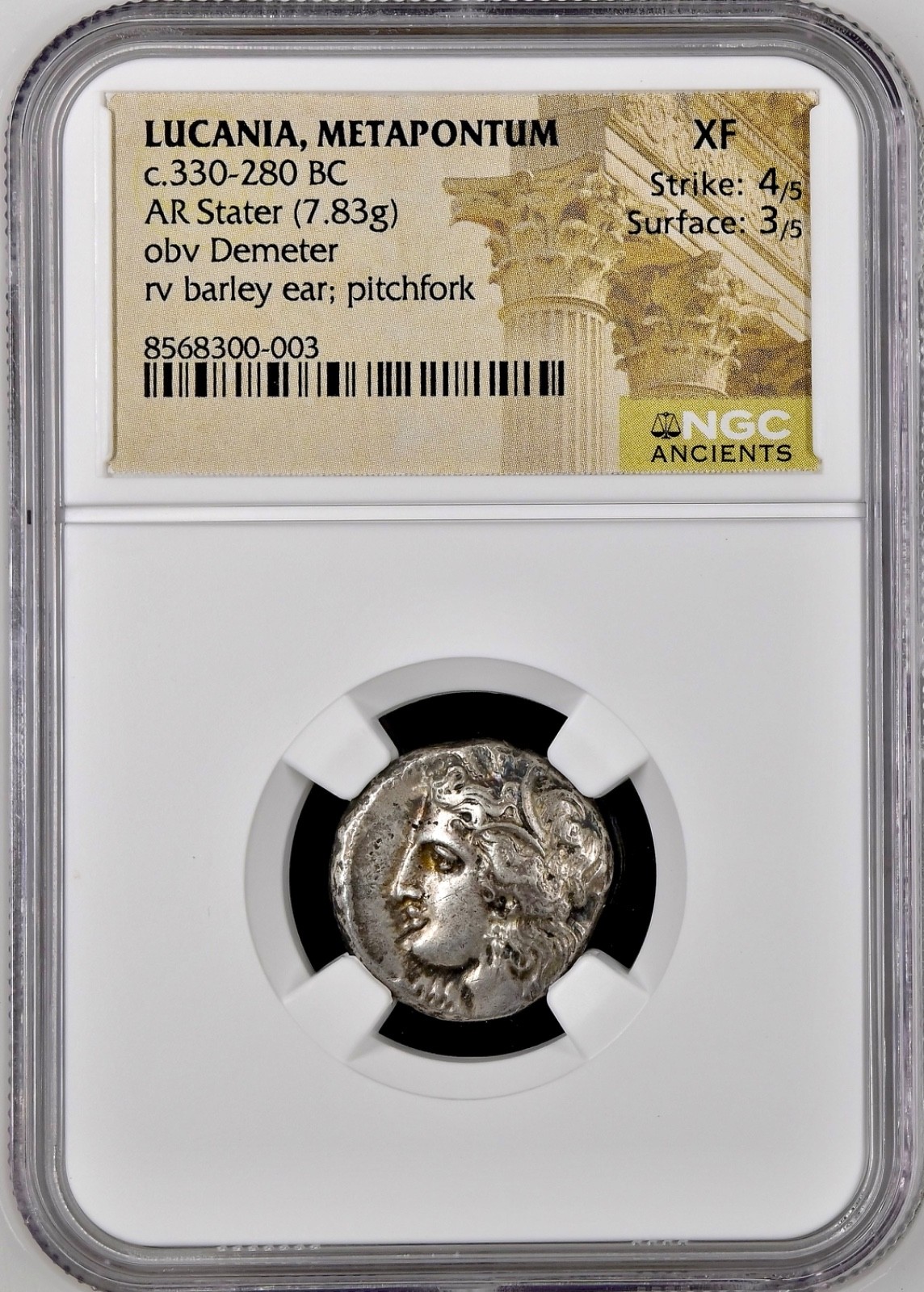 330-280 BC Lucania Metapontum Ancient Greek Silver Stater Coin NGC XF