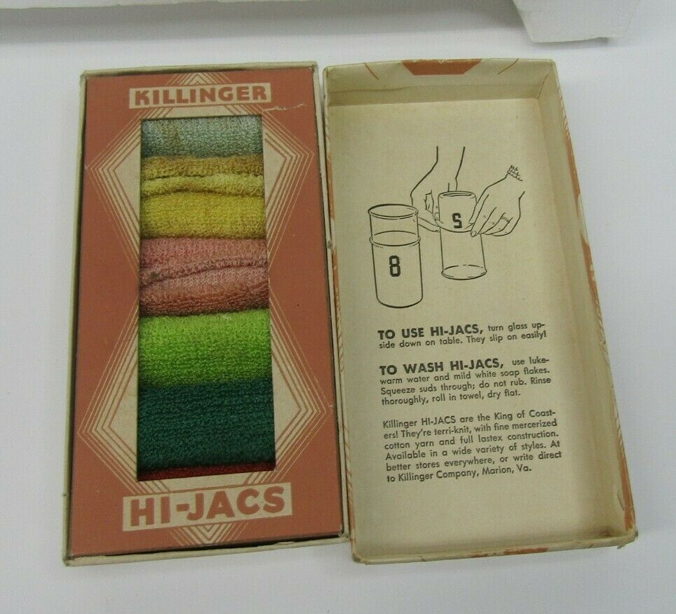 Vintage Killinger Hi-Jacs King of Coasters Marion VA Early Primitive Koozies