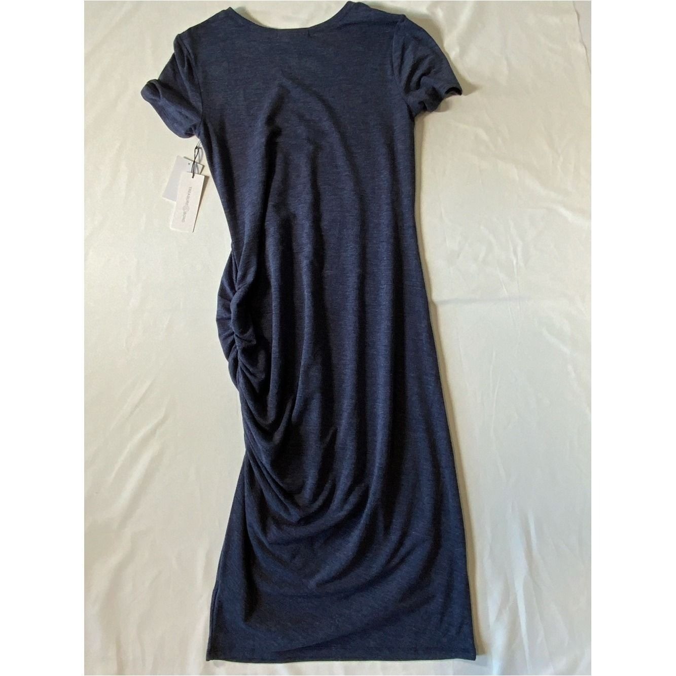 Treasure & Bond Womens Heather Blue Ruched Side T-Shirt Dress Size M NWT