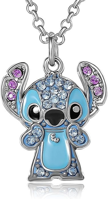 Disney Stitch Necklace for Women Official License, Blue Standing 