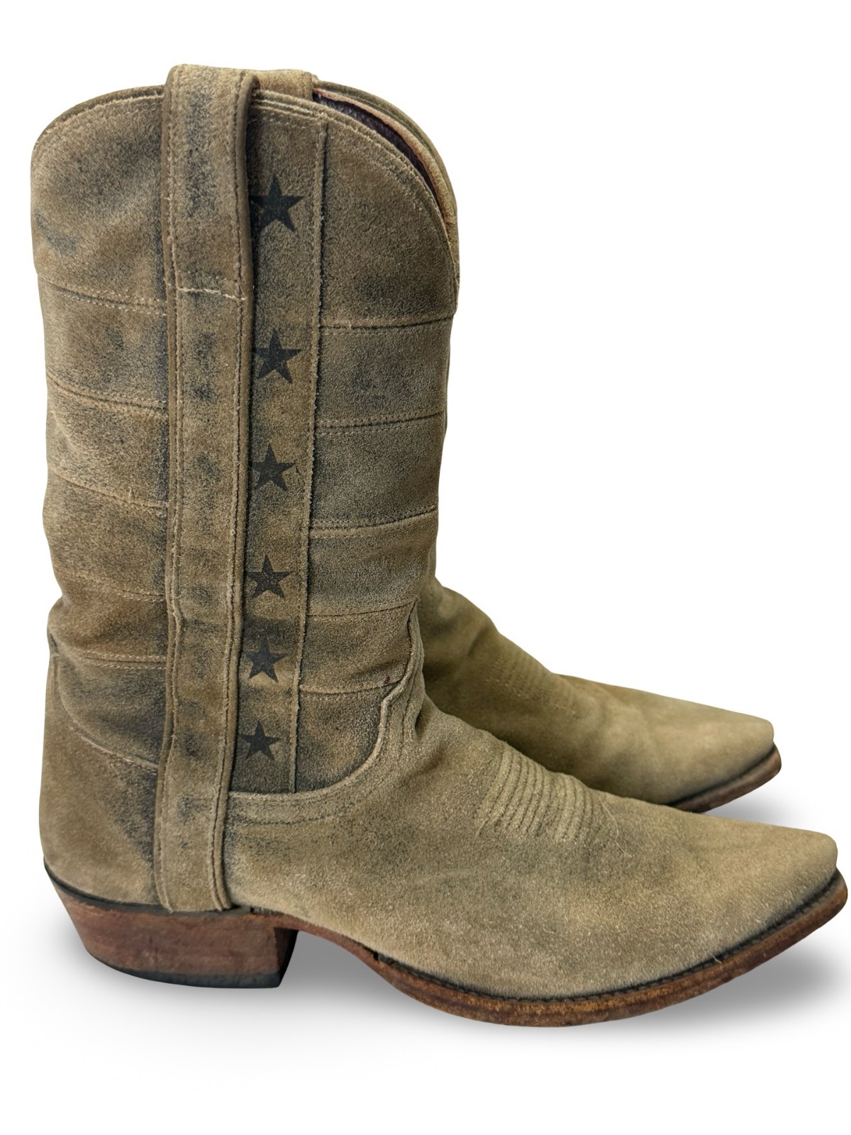 Tecovas The Garrett Star Sand Suede Leather Snip Toe Cowboy Boots Size 13 D