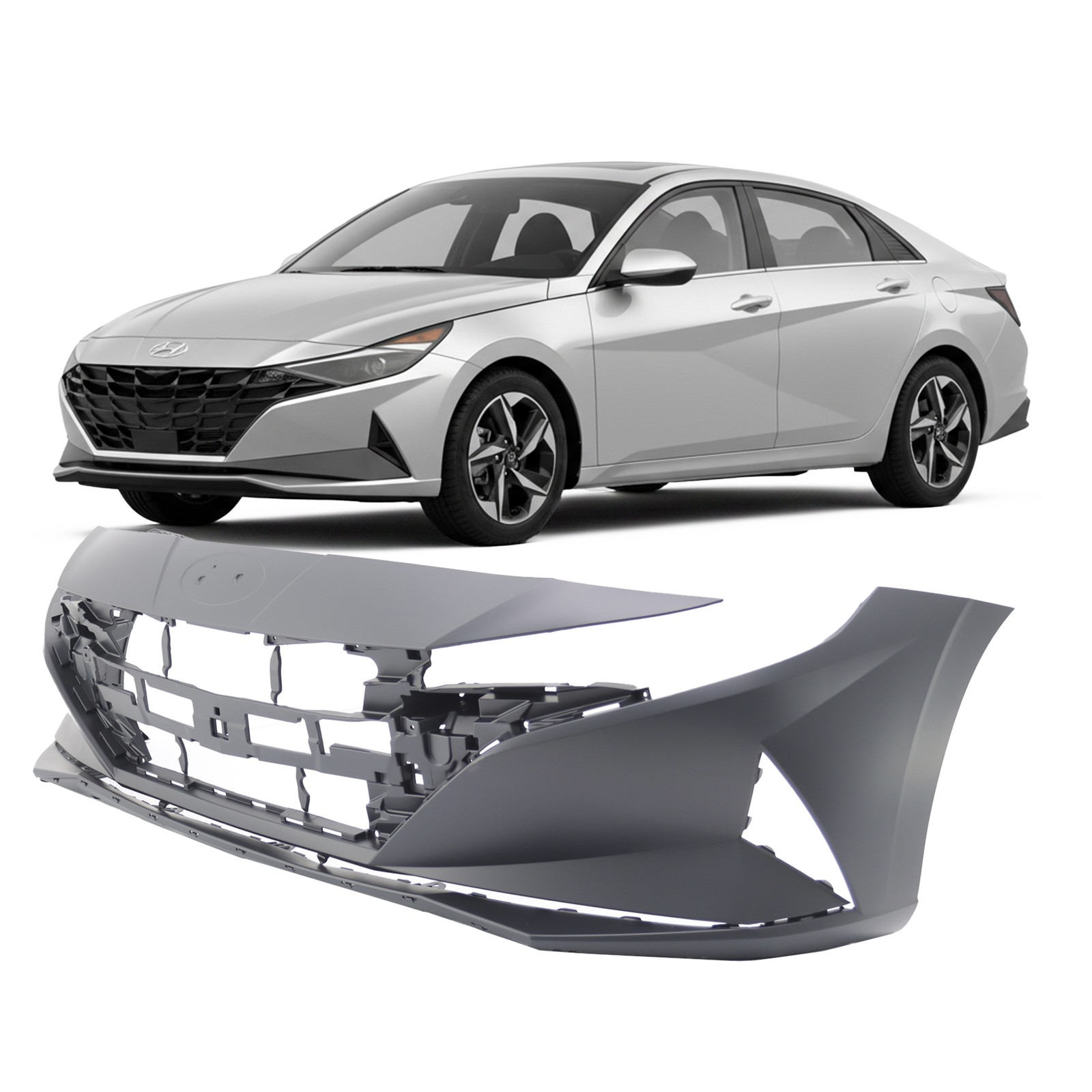 2021-2023 Hyundai Elantra Primed Front Bumper Cover HY1000246 86511AB000