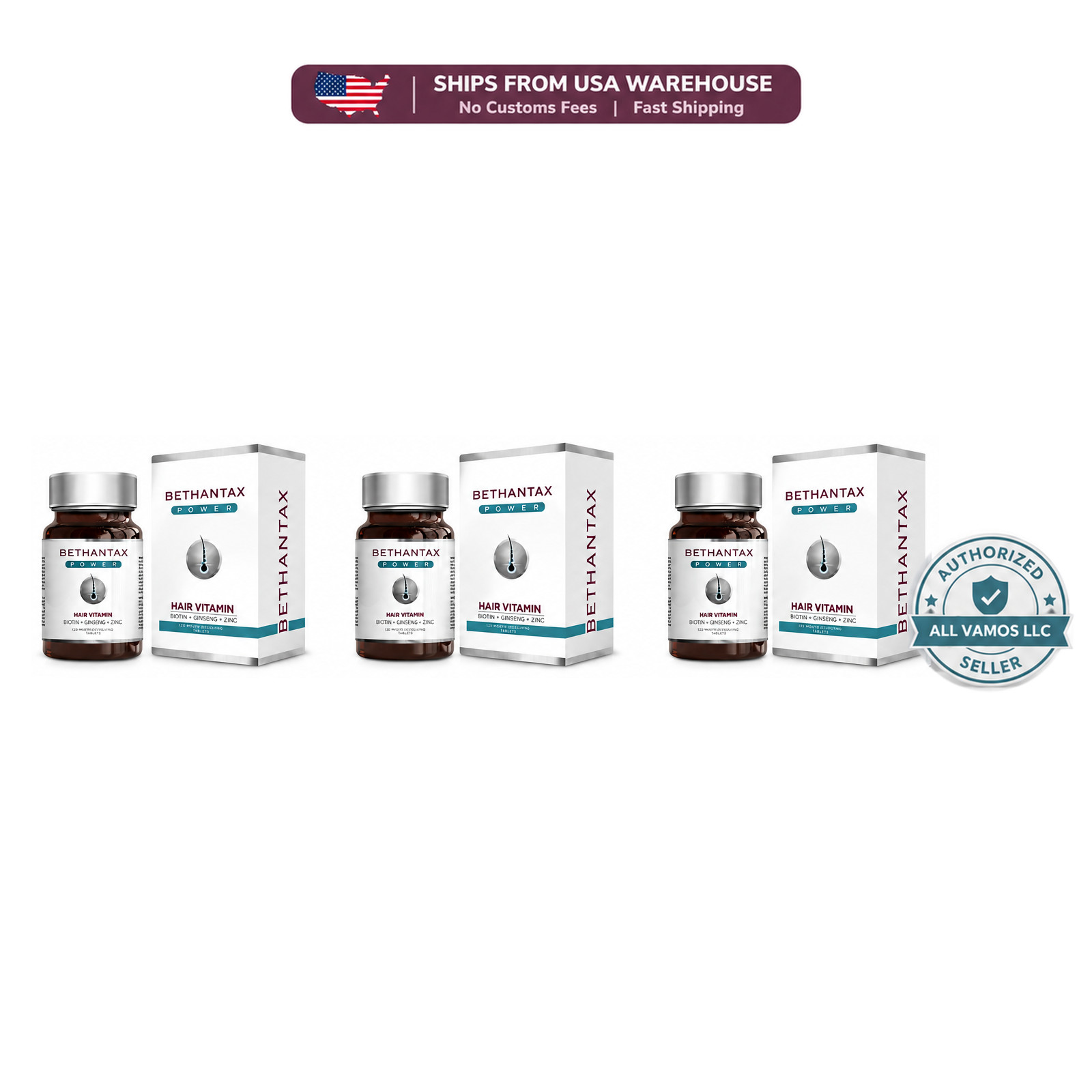 3 LOT Bethantax Power Hair Vitamin (3x120 Tablets) 3 LOT Bethantax Power Hair Vitamin (3x120 Tablets)