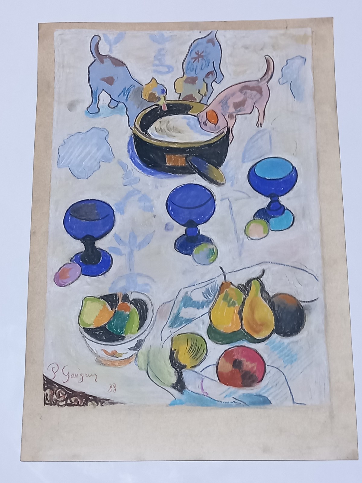 Paul Gauguin Drawing on paper (Handmade) signed and stamped vtg art