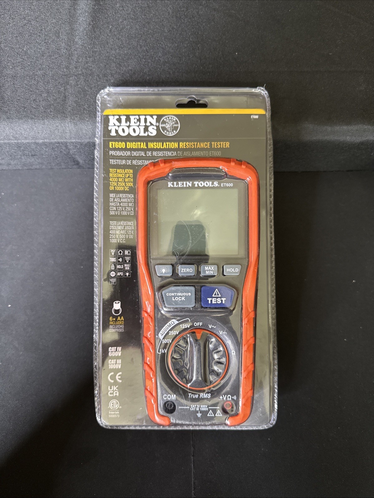 Klein Tools ET600 Megohmmeter Insulation Resistance Tester 4000M Voltage - NEW Klein Tools ET600 Megohmmeter Insulation Resistance Tester 4000M Voltage - NEW