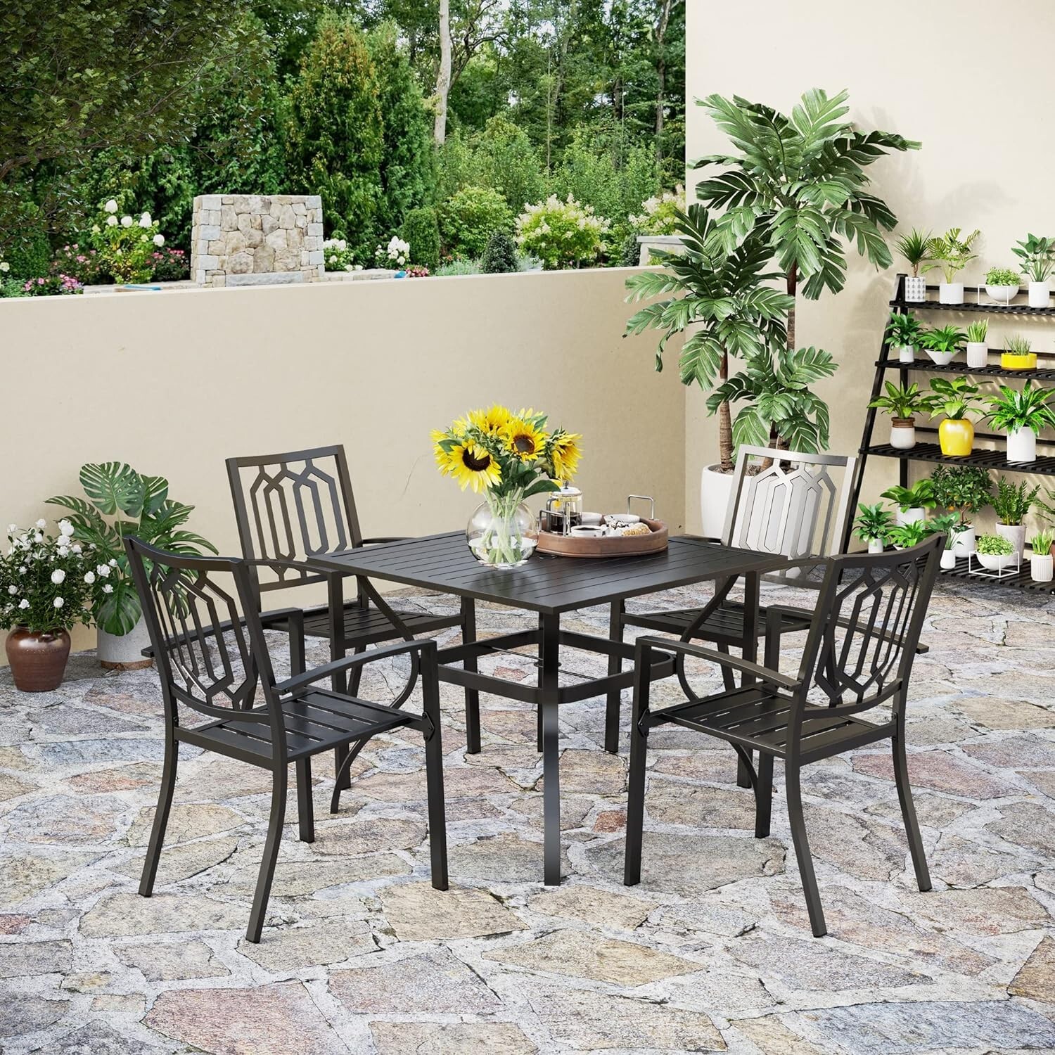 5 Piece Metal Patio Furniture Set Outdoor Table Chairs Dining Set Bistro Tables 5 Piece Metal Patio Furniture Set Outdoor Table Chairs Dining Set Bistro Tables