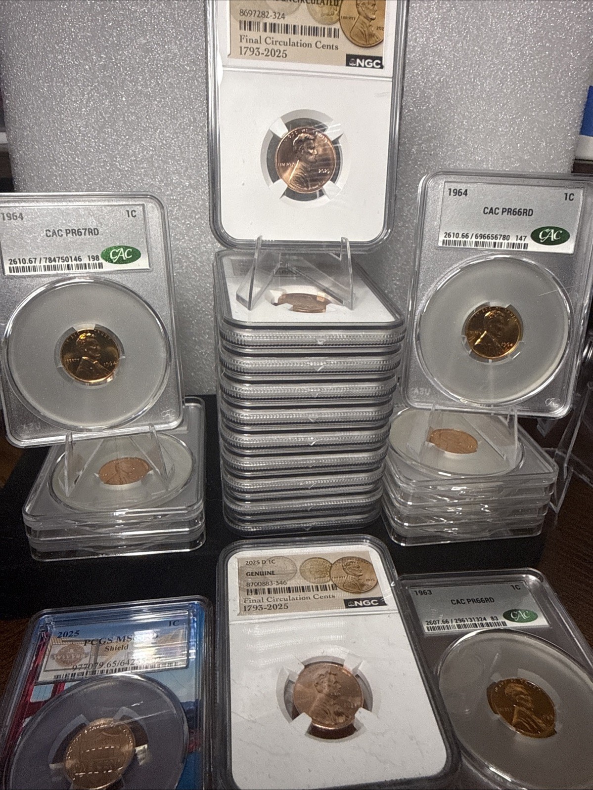 Nice Lot Of Graded Slabbed US Cents All Stacks Are Multiples. Get All You See