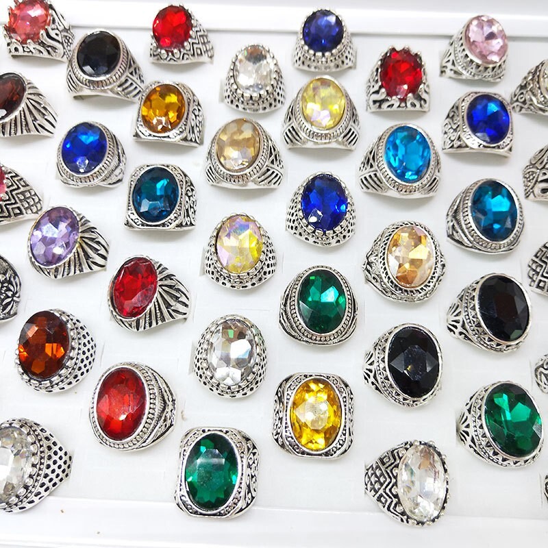 Wholesale 100pcs/Lot Vintage Silver Unisex MixStyle Gemstone JewelryWedding Ring Wholesale 100pcs/Lot Vintage Silver Unisex MixStyle Gemstone JewelryWedding Ring