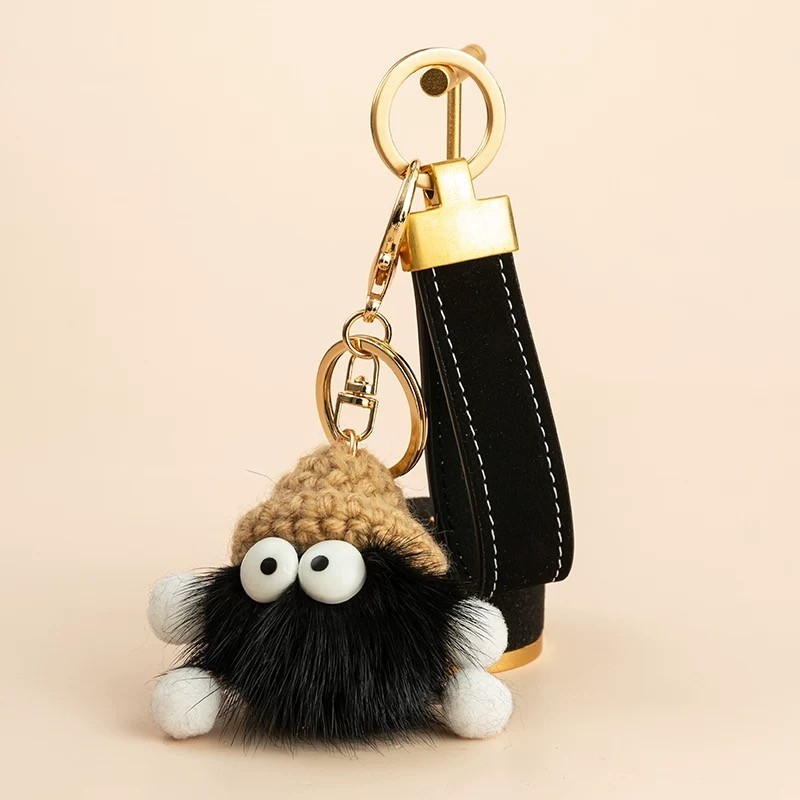 Cute Fuzzy Monster Keychain Plush Bag Charm Purse Backpack Keyring Choose Color