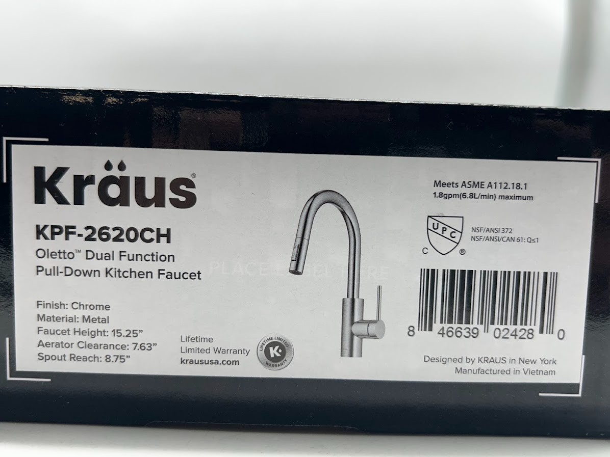 Kraus KPF-2620CH Oletto Pull Down Kitchen Faucet Chrome Finish Dual Function