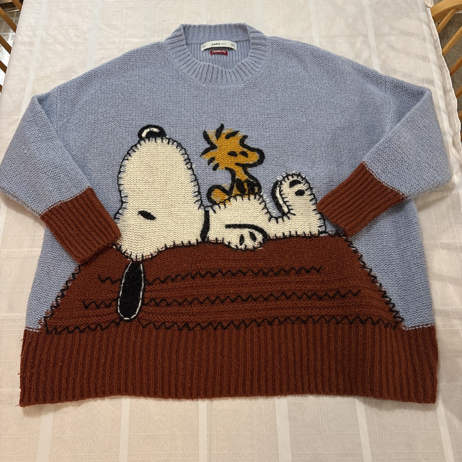 Zara Limited Edition Peantu Snoopy Oversized Acrylic Nylon Wool Sweater Size M