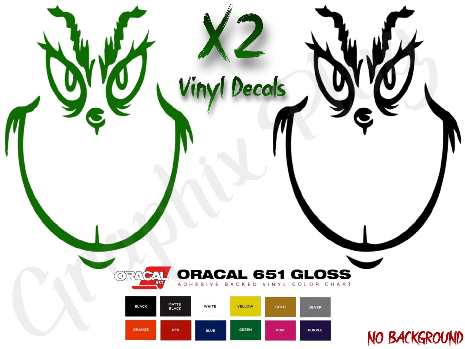 Grinch Face Die Cut Decal Calendared Vinyl, Various colors and sizes