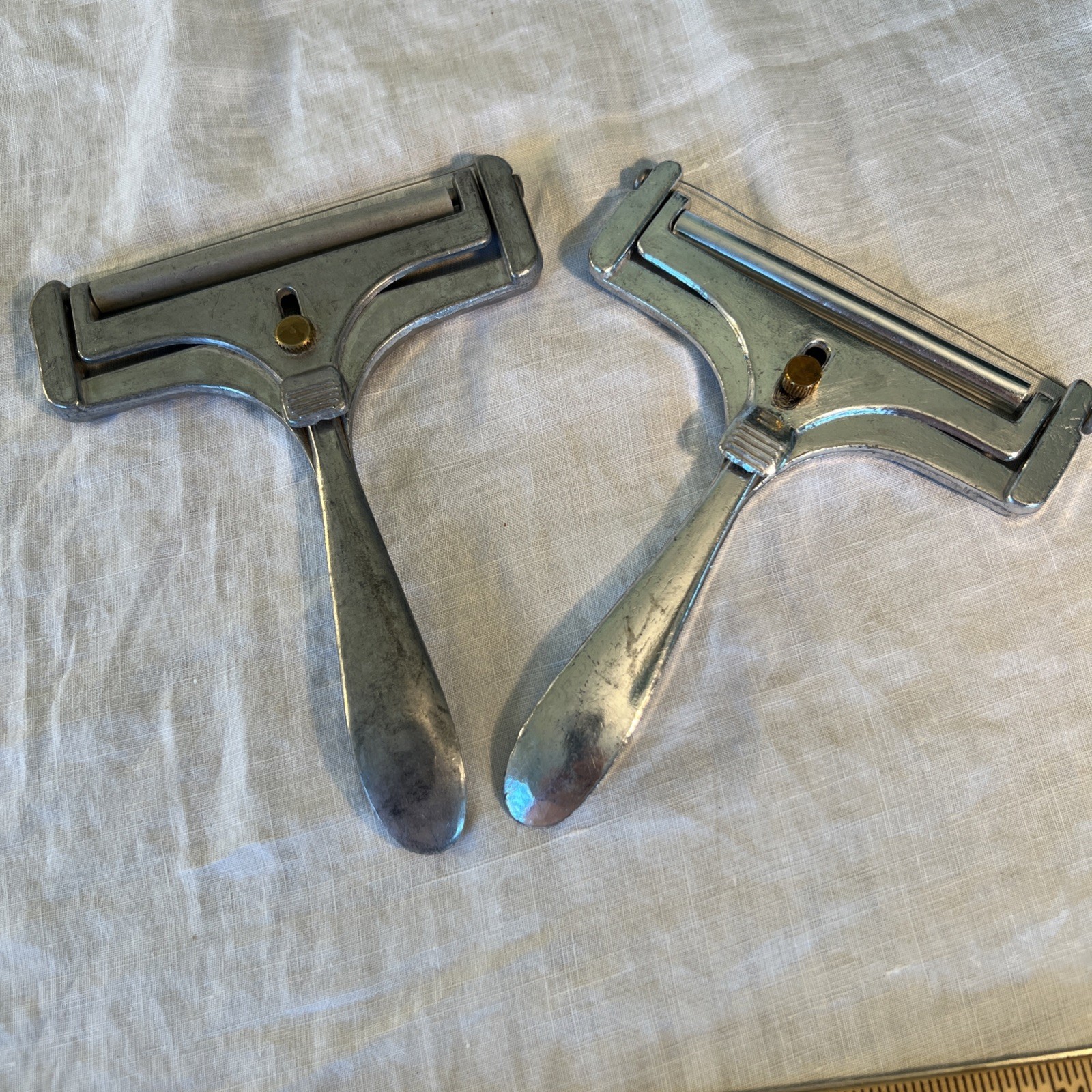 Two Vintage Wire Aluminum Metal Cheese Slicer Cutter Adjustible | Taiwan Two Vintage Wire Aluminum Metal Cheese Slicer Cutter Adjustible | Taiwan