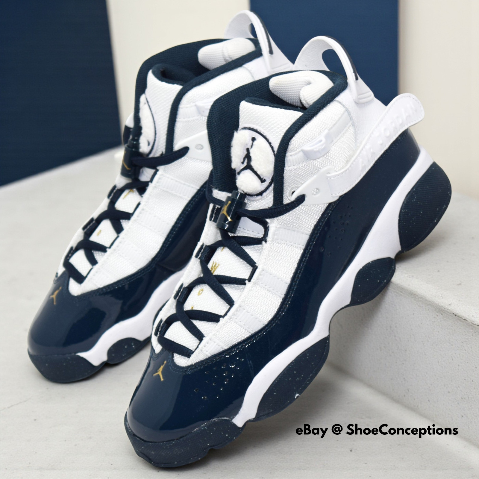 Nike Air Jordan 6 Rings (GS) Shoes White Armory Navy 323419-147 Kid\'s Sizes NEW Nike Air Jordan 6 Rings (GS) Shoes White Armory Navy 323419-147 Kid\'s Sizes NEW